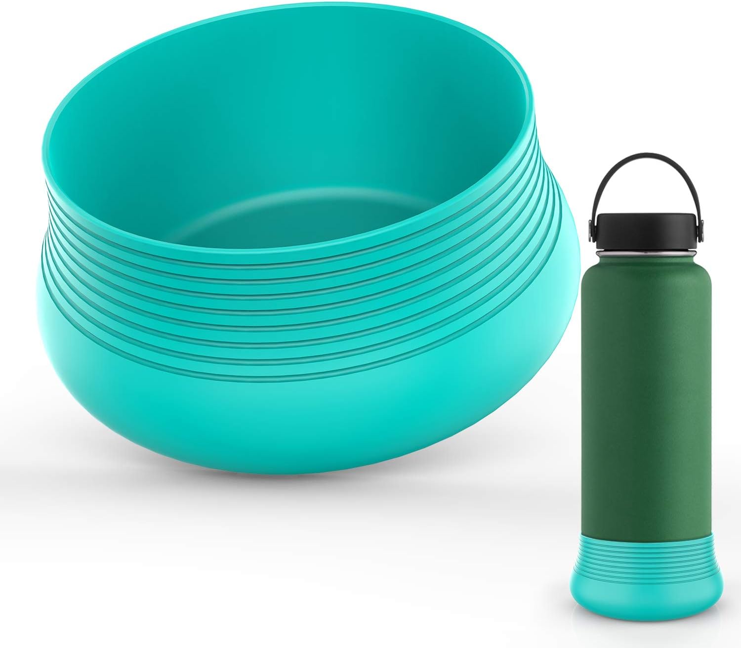 Protective Silicone Boot,Water Bottle Sleeve Cover,Anti-Slip Bottom for 32-40oz Wide and Narrow Mouth of Water Bottle,Pet Bowl