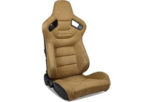 IKON MOTORSPORTS, Universal Racing Seats with Dual Sliders, Brown Suede Reclinable Right Passenger Side