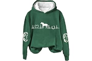 LCMTWX Heartbeat Horse Sweatshirt Hoodie Womens Cute Western Horses Printed Pullover Hoodie Fall Long Sleeve Sports Tops