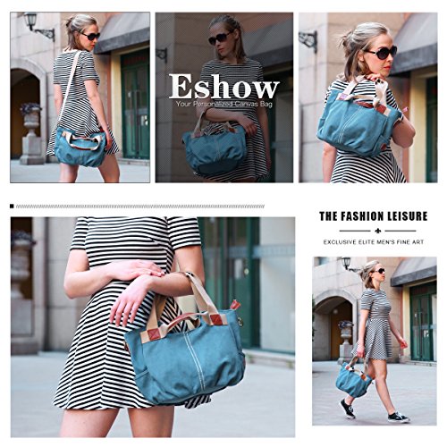 Eshow Women Canvas Shoulder Bag Hobo Handbags and Purse Cross-Body Bag Messenger Bag Travel mom bag for women - Thumbnail 6