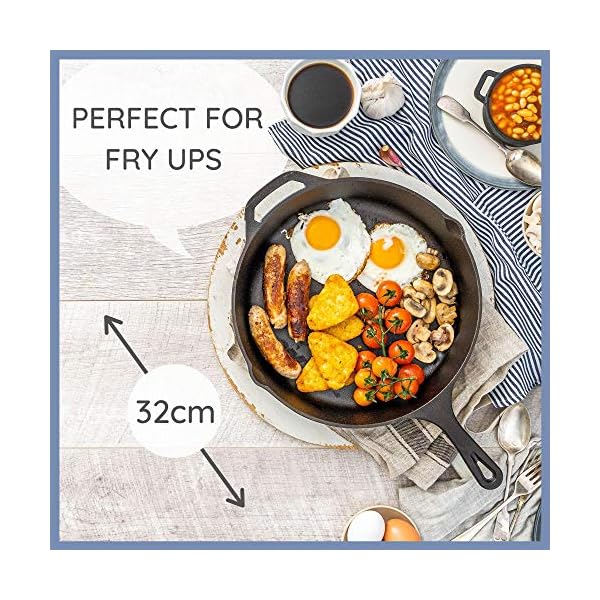 Pre-Seasoned-Cast-Iron-Skillet-Frying-Pan-Oven-Safe-Grill-Cookware-for-Indoor-Outdoor-Use-12-inches--32cm--by-Nuovva nuovva Pre Seasoned Cast Iron Skillet Frying Pan - Oven Safe Grill Cookware for Indoor & Outdoor Use – Cast Iron Pan (12…