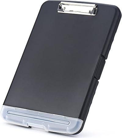 ZCZN Plastic Clipboard with Storage A4 Clip Folder Black