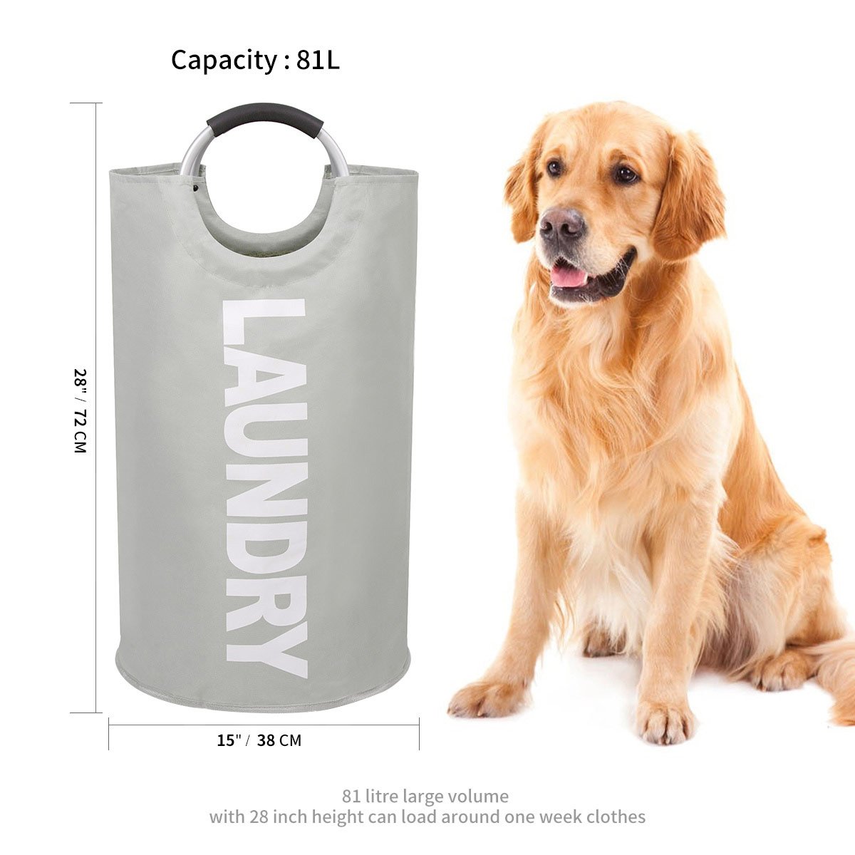 chrislley cesta para la ropa sucia (Oxford grande papelera plegable bolsa para la colada plegable lienzo Holder