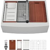 Sarlai 27 Inch Farmhouse Kitchen Sink Stainless Steel - 27x22 Inch Apron Front undermount Ledge Workstation 16 Gauge 304 Stainless Steel Single Bowl Luxury Kitchen Farm Sink