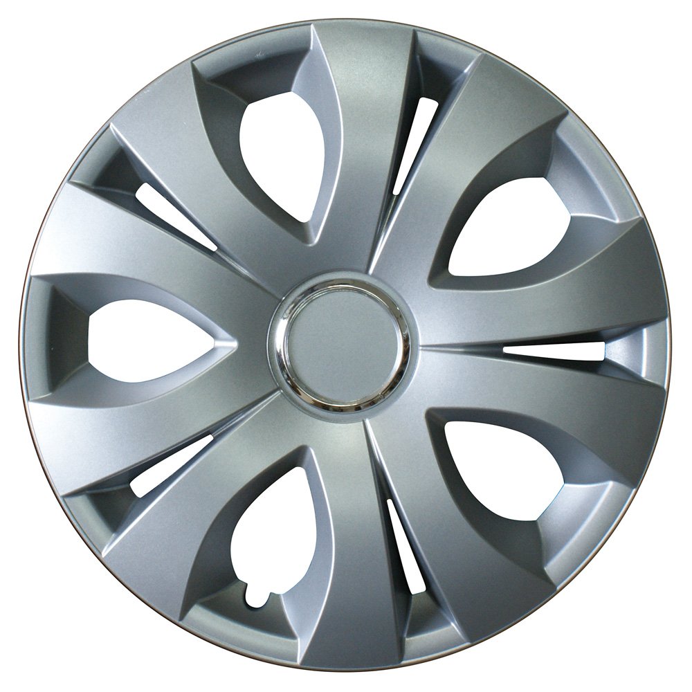 Cora 40147 4 Aluminium-Effect Top Ring Hub Caps, 17 Inches