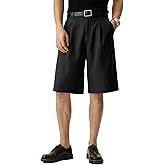 JMIERR Mens Baggy Dress Shorts Pleated Wide Leg Loose Fit Flat Front Elastic Waist Business Shorts