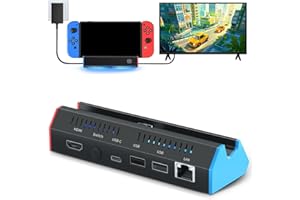 iPLYGAM Switch TV Dock with 1000Mbps Ethernet LAN Port/4K HDMI Port, Portable Switch Docking Station for Nintendo Switch/Swit