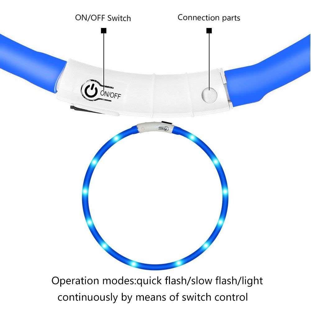 Hunde Leuchthalsband LED Halsband Hundehalsband Hunde, individuell kürzbar, USB aufladbar, Kabel im Lieferumfang enthalten, von Fashion&Cool (Blau)