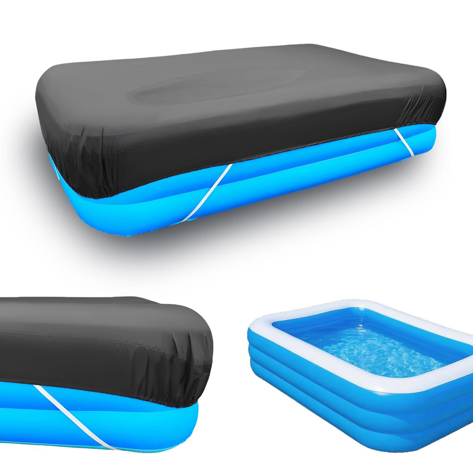 Photo 1 of 10 X 6 ft Inflatable Pool Cover for 120x72 inch Swimming Rectangle Pool Above Ground Inflatable 118x79 Rectangular Pool Cover for Outdoor Garden Pools