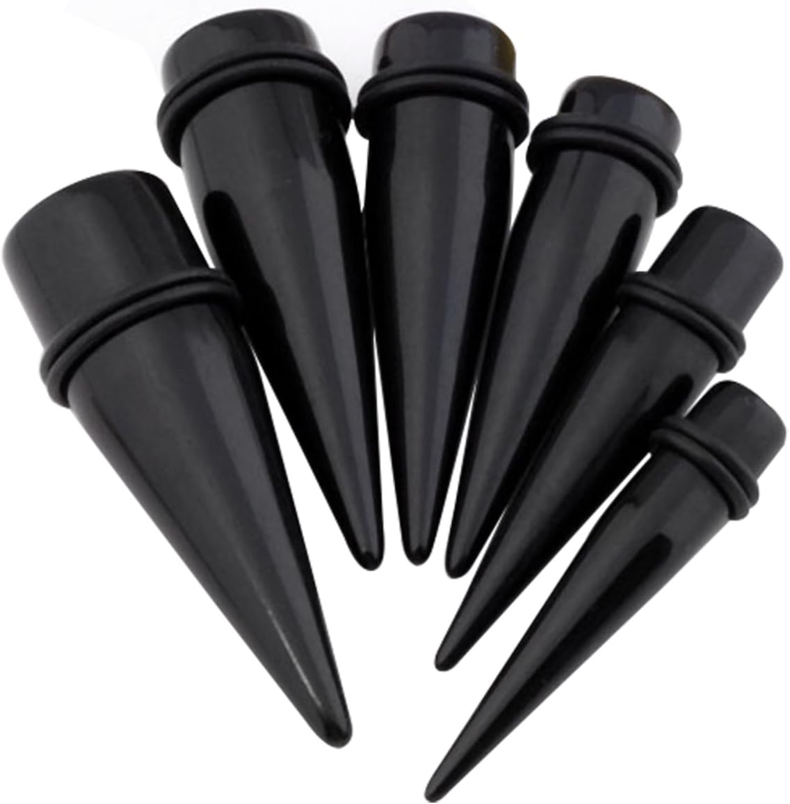 JOVIVI 10-20mm Acrylic Spike Rivet Taper Ear Expander Stretchers Plug Piercing Kit 6pcs, Black, 6 Count (Pack of 1) - Image 3