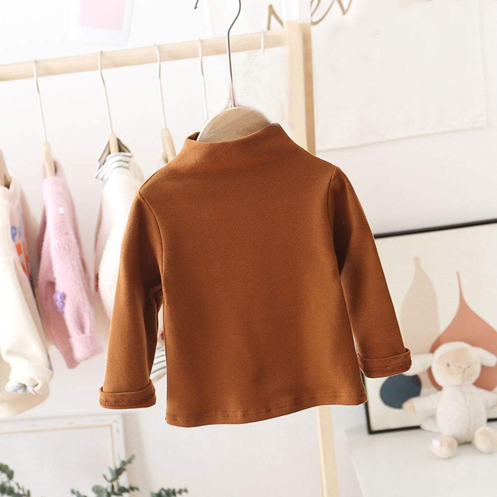 MODNTOGA Kids Baby Girls Basic Solid Color Turtleneck T-Shirt Tops Long Sleeve Clothes: Clothing