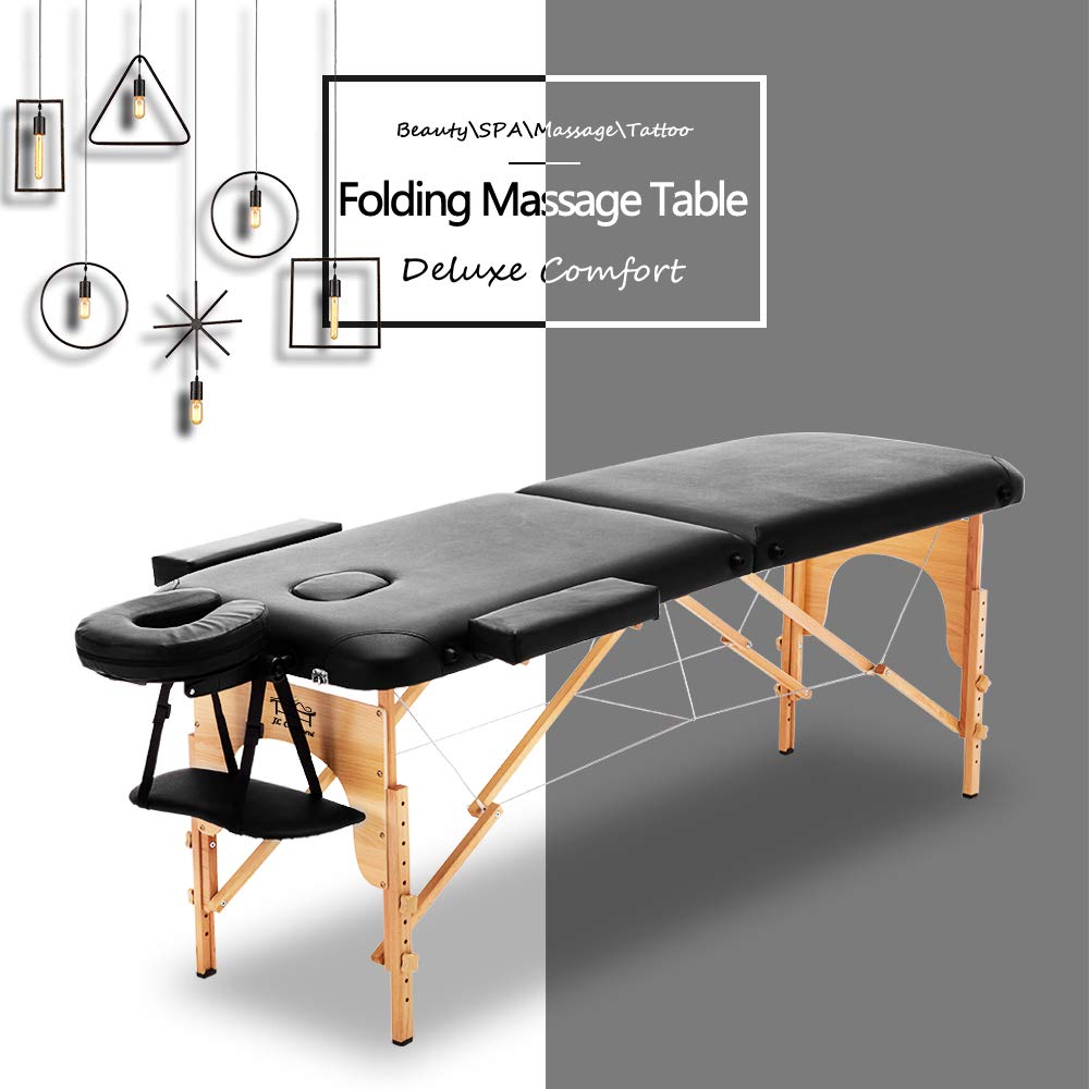 Jl Comfurni Massage Table Portable 2 Section Folding Couch Bed