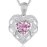 HeartMelody Heart Necklaces for Women Mom 18K/14K Gold/Rose/White Gold Necklace with Love Heart Birthstone Pendant Womens Jewelry Fashion Wedding Anniversary Birthday Gifts for Wife Her