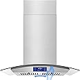JOEAONZ Island Range Hood 30 Inch 700 CFM Gesture & Touch Control Ceiling Mount Stainless Steel Kitchen Vent Hood, Kitchen Exhaust Hood, Ducted/Ductless Convertible 3-speed Ventilation Fan Switchable