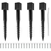 (Set of 4) LADECH Premium No Dig Ground Anchor – DIY Screw in Post Stake – 27 Inch – Fits Standard 4x4 Post (3.5" X 3.5" Inch) – Great for Mailbox Posts and Fence Posts
