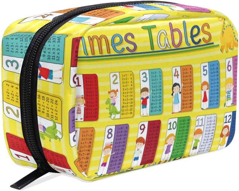 LIUBT Educational Multiplication Table Cosmetic Bag Toiletry Travel Makeup Case Pouch Multi-Function Organizer for Women
