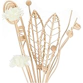 Heclia Reed Diffuser Sticks,12pcs Natural Rattan Flower Reed Fragrance Diffuser Set for Home Decor Long-Lasting Rattan Sticks for Essential Oils, Replacement Decorative Stick Office Bathroom Bedroom