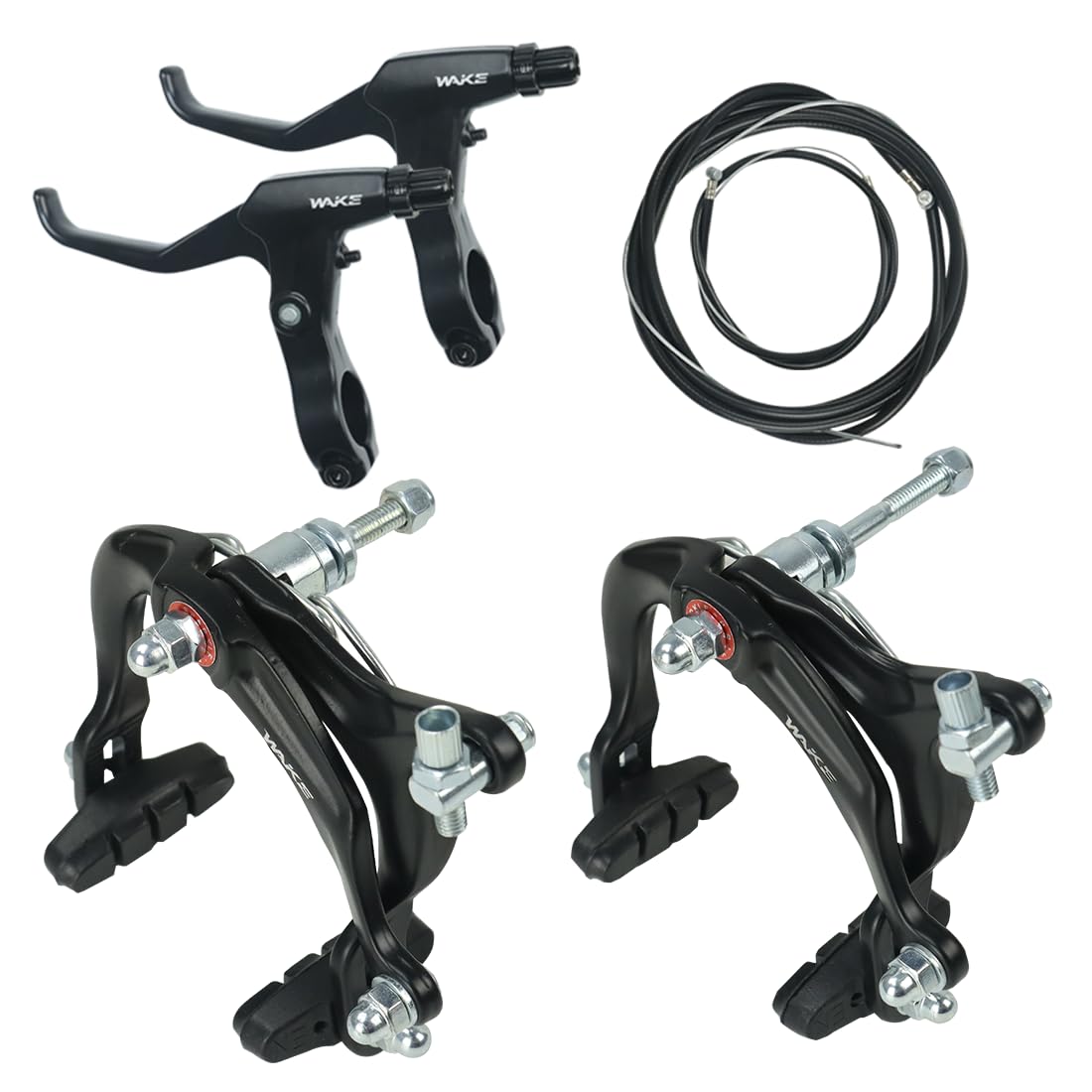 FOMTOR Bike Brakes Set, C Brake Set, Bike Brake Calipers C Shape, Bicycle Brake Levers Handles 2.5 Finger 2.2cm Diameter for Most Bicycle, Road Bike, MTB, BMX, Cycling, Black