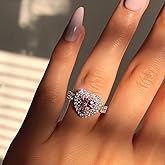 925 Sterling Silver Shiny Full Diamond Ring Cubic Zirconia Cocktail Rings CZ Diamond Ring Eternity Engagement Wedding Band Ring for Women Heart-Shaped Ring Valentine's Day Gift (US Code 10)