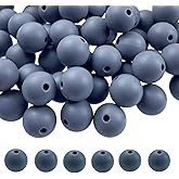 Silicone Beads, 120pcs 6mm Silicone Round Beads for Keychain Making Bracelet Necklace Earring Jewelry DIY Crafts Making(Light Gray)