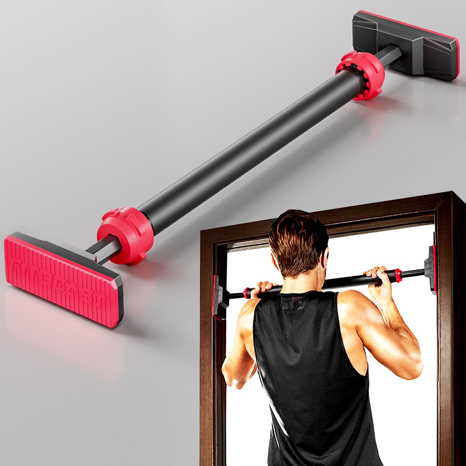 Photo 1 of FitBeast Pull Up Bar for Doorway, Strength Training Pullup Bar with No Screws, Chin Up Bar with Adjustable Width Locking Mechanism, Doorway Pull Up Bar Max Load 600lbs for Home Gym
