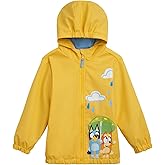 Bluey Yellow Zip Up Waterproof Rain Jacket Toddler to Little Kid Sizes (2T - 7-8)