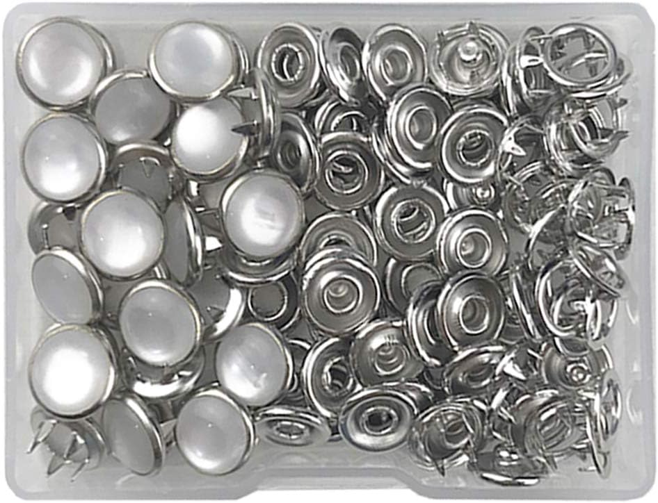 Pearl Snaps Fasteners Kit, 10mm Clothes Ring for Western Shirts Clothes Prong Ring Snaps
