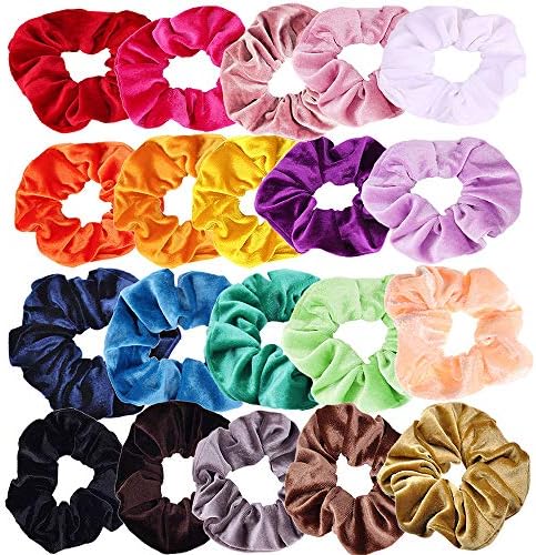 Rzctukltd 20 Pcs Elastic Hair Ties Scrunchies for Women Set, Simple Soft Velvet Hair Band Accessory for Girls and Ladies [Colorful]