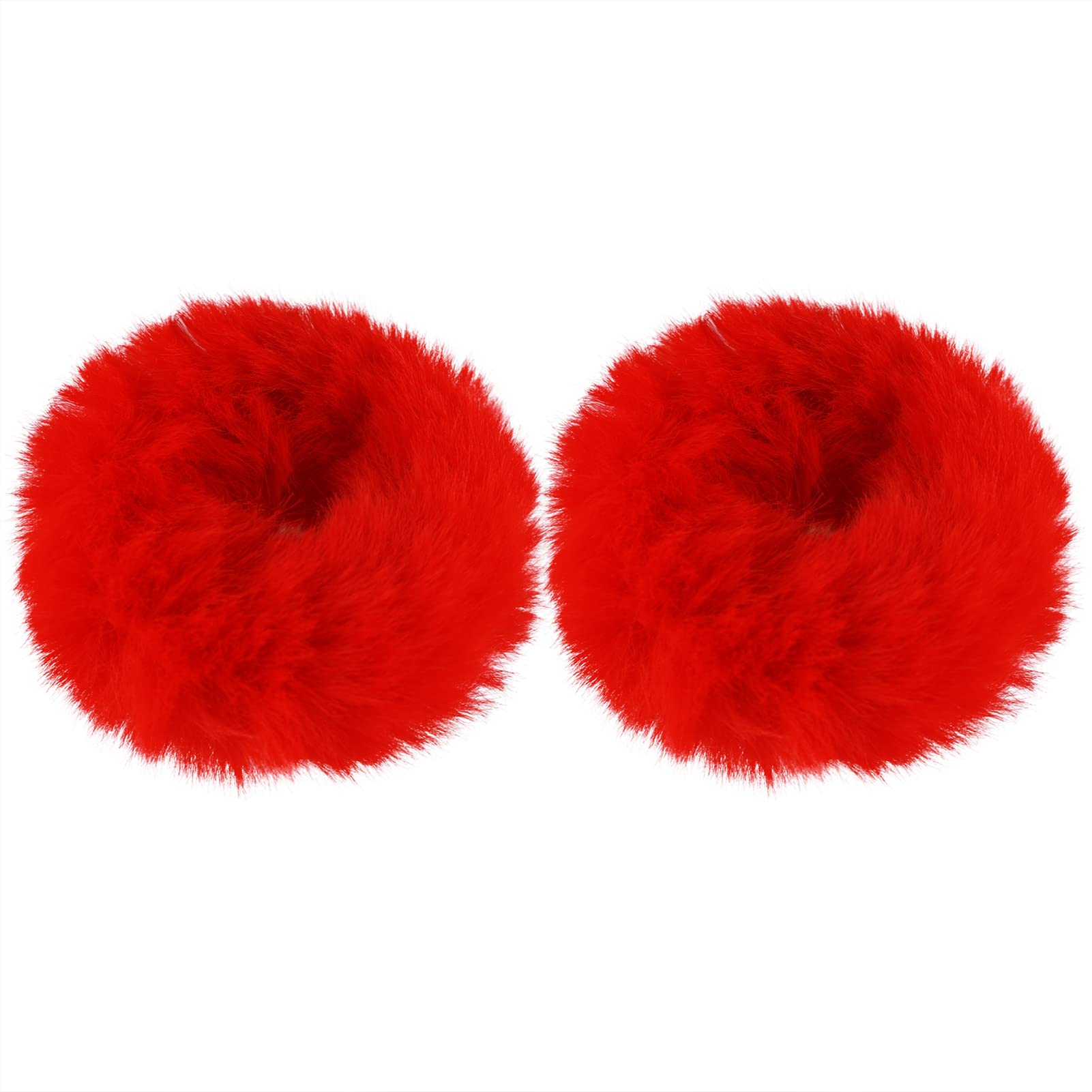 Photo 1 of ***SHED ALOT*** Mljsh 2 PCS Red Faux Rabbit Fur Hair Ties, Soft Fuzzy Scrunchies with Elastic Band, Fluffy Hair Bands for Girls Women, Hair Accessories