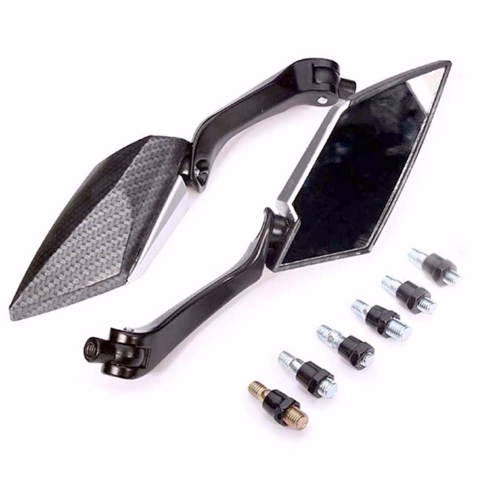 NATGIC 1 Pair Motorcycle Rearview Mirror 8mm/10mm Universal Motorbike Side Mirrors 180 Degree Angle Adjustable Motorcycle Handlebar Rear View Mirror for Street Bike Sport Bike Scooter Cruiser - Black