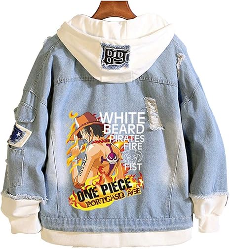 Amazon Co Jp ワンピース One Piece パーカースウェット フェイクインナー フード付き コート 長袖 丸襟 ボタン 大きいサイズ カーデ デニムジャケット カジュアル ファッション フード付き 応援服 仮装カップル 女の子 男の子 重ね着 2xl ホビー