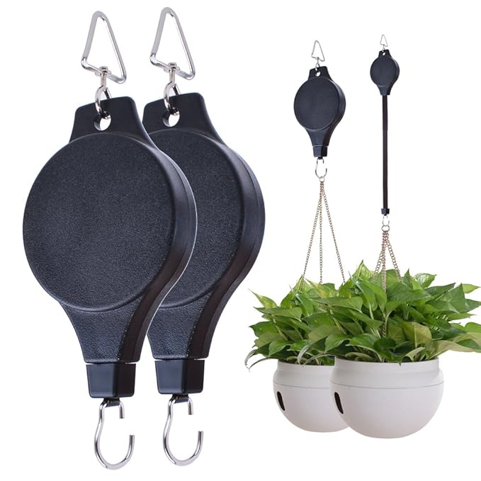 Dproptel Retractable Plant Pulley Adjustable Hanging Flower Basket