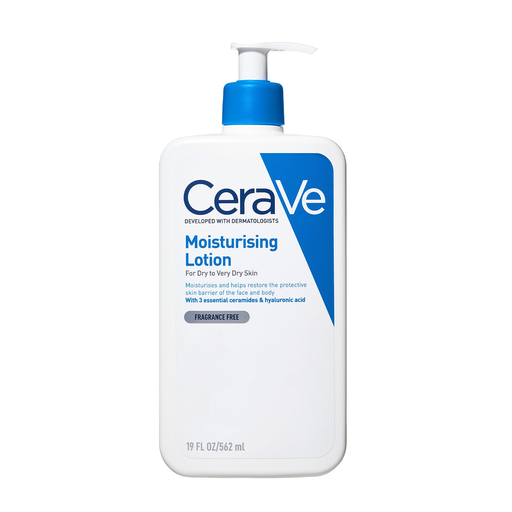 CeraVe Moisturising Lotion With Hyaluronic Acid and 3 Essential Ceramides for Dry to Very Dry Skin, Face & Body Lotion, Lightweight, Fast-Absorbing, Dermatologist Developed, 562 ml