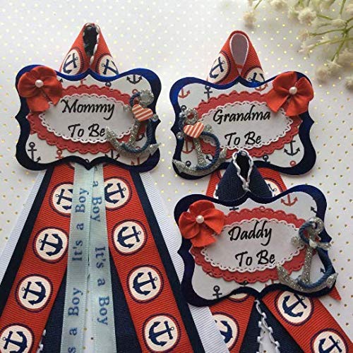 Amazon Com Nautical Royal Blue Red Baby Shower Corsage