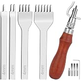 Jmuiiu Leather Groover Tool Stitching Groover Creasing Edge Beveler | Lacing Stitching Chisel for Leathercraft, Adjustable DIY Diamond Lacing Stitching Chisel for Leathercraft Work