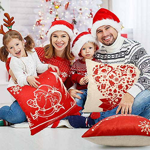 HINZER 6 PCS Christmas Pillow Covers 18 X 18 inch Christmas Decorations Christmas Throw Pillow Covers Decorative Throw Pillow Cases Cushion Covers for Holiday Indoor Home Décor Sofa Living Room Cars