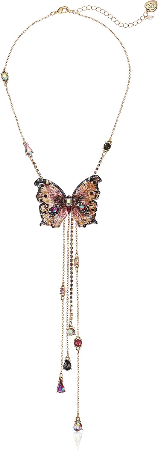Betsey Johnson (Gbg) Gold Butterfly YShaped Necklace, Pink, One Size