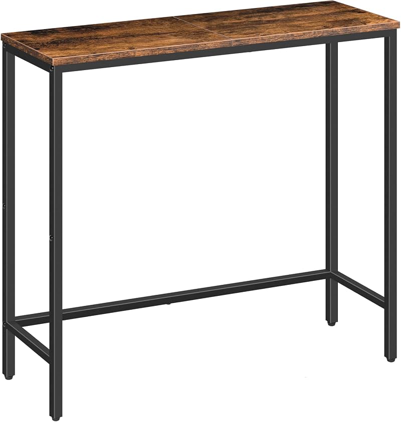 HOOBRO Console Table Slim Hallway Table Rustic Brown Black EBF75XG01