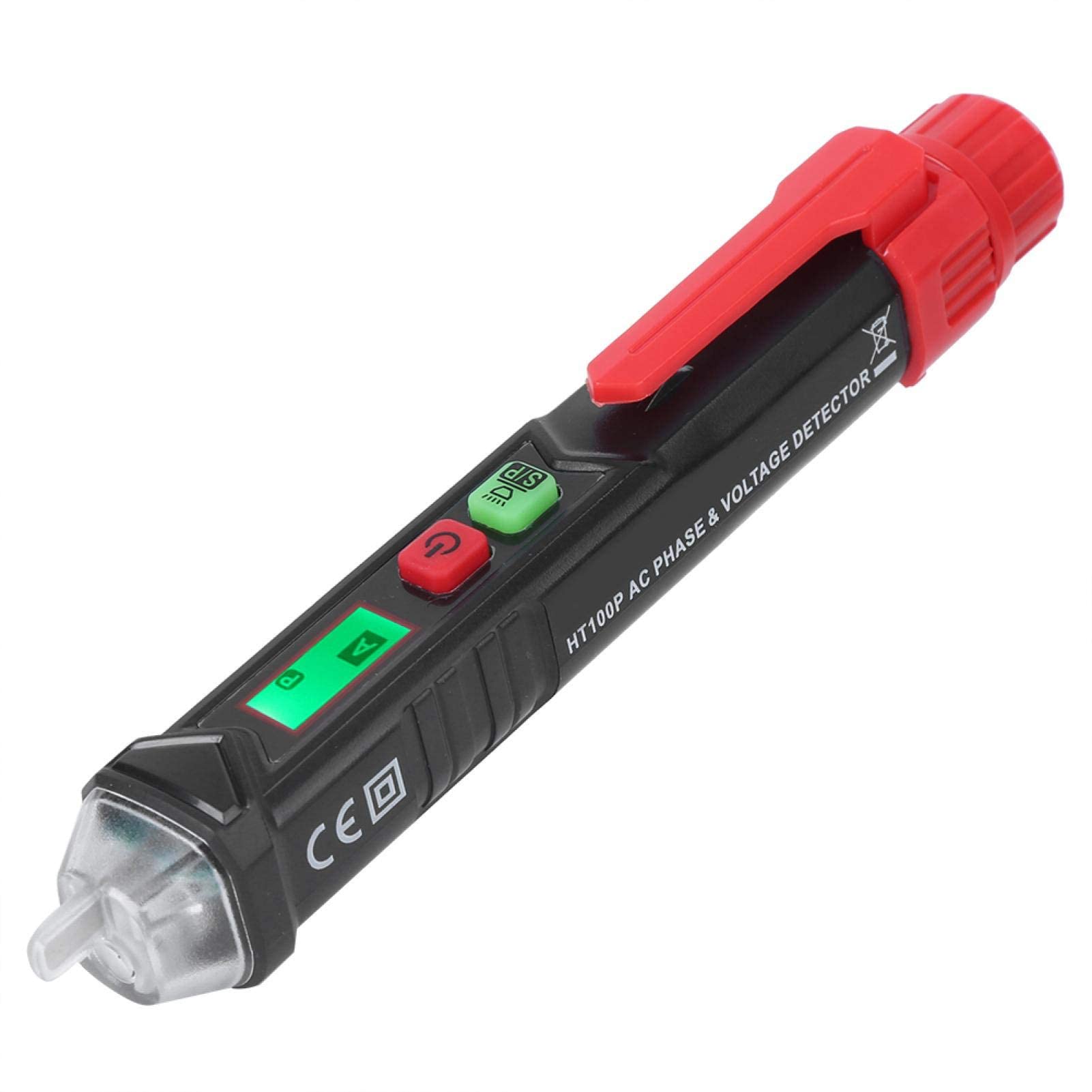 Non-Contact Voltage Tester, HT100P Dual Range 12V-1000V/48V-1000V AC Voltage Detector Pen, 3 Phase Rotation Indicator, Pen Tester with LED Flashlight, Buzzer Alarm