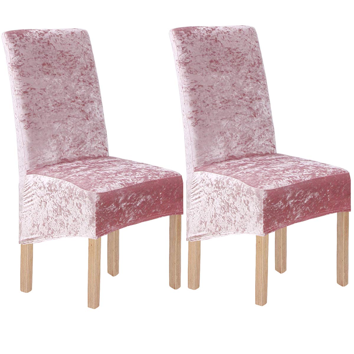 LANSHENG Crushed Velvet XL Chair Covers for Dining Chairs 2/4/6 Pcs Chair Protective Slipcover,Elastic Chair Protector Seat Covers for Dining Room Wedding Banquet Party Decoration(Pink-G,2 Pack(XL))