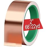 2 Inch X 66 FT - Copper Foil Tape for Slugs and Snails Dual Conductive Adhesive 22 Yards Extra Wide EMI, RFI Shielding Tape for Guitar, Electrical Repair, Grounding Barrier for Slug in Gardens