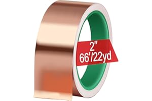 MOGEHIT Copper Tape, 2In x66FT, Double-Sided Conductive, 100% Copper, Slug & Snail Barrier, EMI/RF Shielding, Soldering, 22 Y