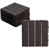 AsterOutdoor Interlocking Deck Tile Plastic Waterproof Outdoor Flooring 12" x 12" for Patio Garden Deck Poolside Indoor Outdo