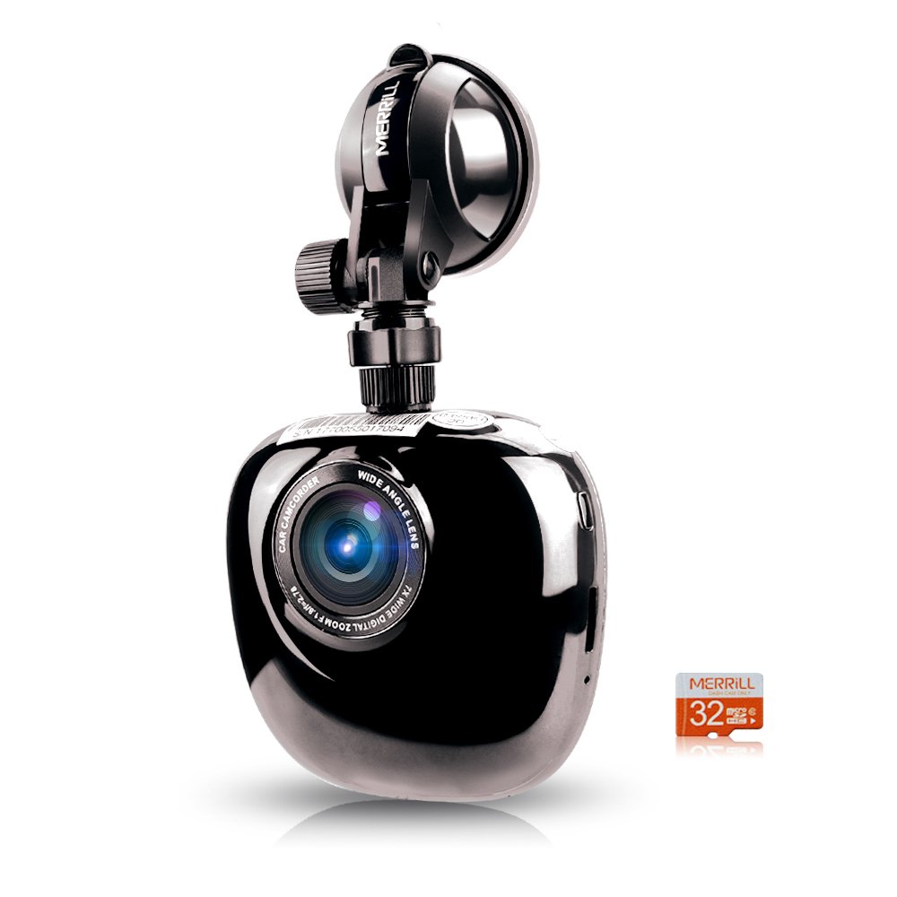 MERRiLL 1080P dash cam 170° Wide Angle Night Vision new design 15 mega pixel and 32GB card