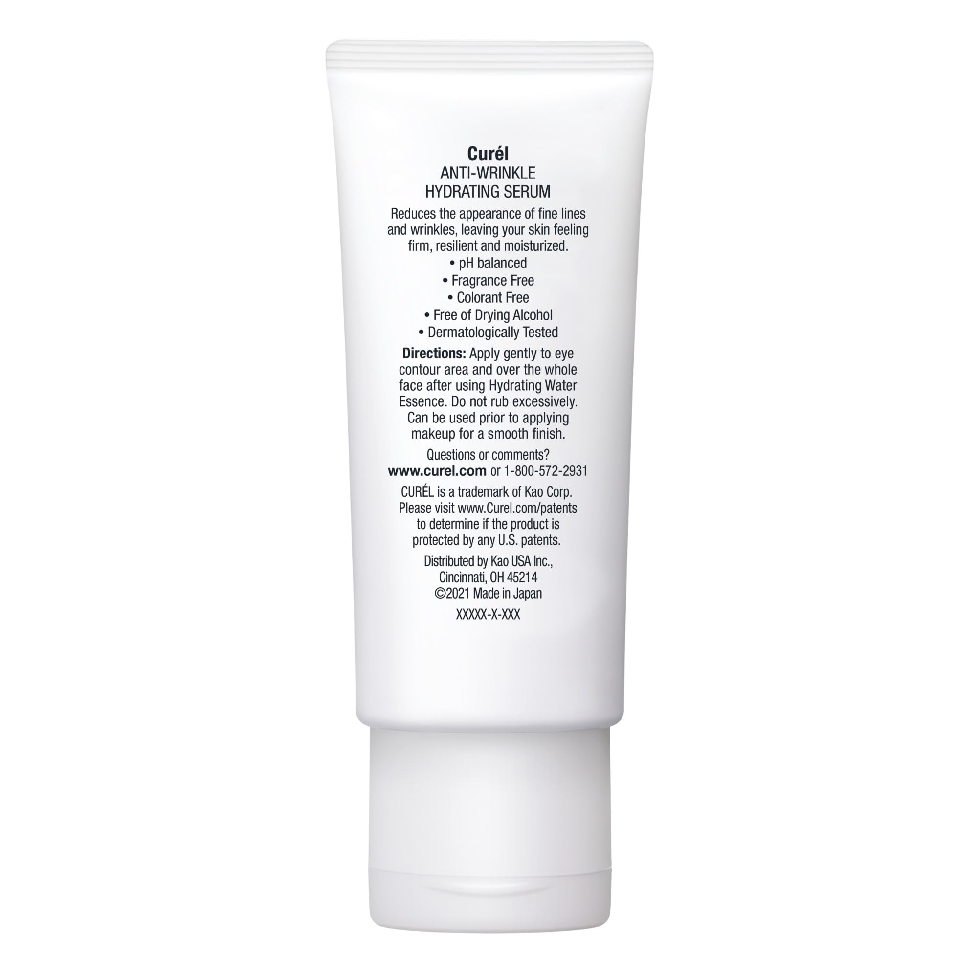Curel Japanese Skin Care, Anti-Wrinkle Hydrating Serum, Lightweight Serum, Fragrance Free & Colorant Free, For Sensitive Skin, 1.3 Oz