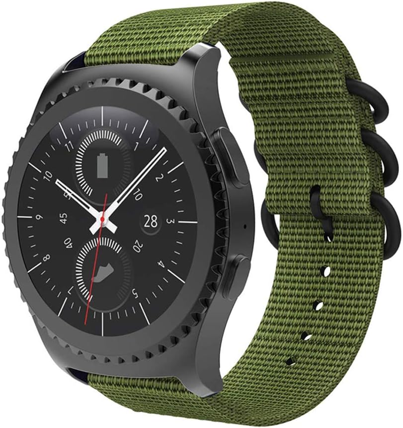 Wollpo Compatible Gear S3 Classic/Frontier Band, Samsung Galaxy 46mm Watch Band, 22mm Nylon Loop Strap Replacement Band for Gear S3 Classic/Frontier Watch/Samsung 46mm Galaxy Watch (Olive)