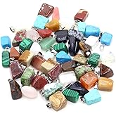 LE SKY 20 Pcs Natural Stone Pendants Irregular Random Healing Crystal Agate Stone Charms for Jewelry Making Necklace Accessories Meditation