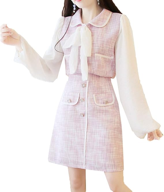 Amazon Jinpin スカートスーツ セットアップ レディース ジャケット スカート セット 上下セット 2点セット ワンピース 長袖 シャツ ブラウス ゆったり カジュアル きれいめ オフィス ビジネス フォーマル 就活 通勤 パーティー スカートスーツ 通販