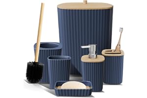 Clara Clark Bathroom Set - Navy Blue Bathroom Accessories Set, 6PC Bathroom Accessory Set, Bathroom Sets with Toilet Brush, T