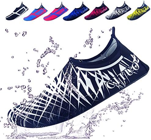 CamoShield Unisex Water Sport Skin Shoes Aqua Socks Unisex for Swimming,Snorkeling,Surfing,Yoga Exercises ?StripeBlack.44-45?